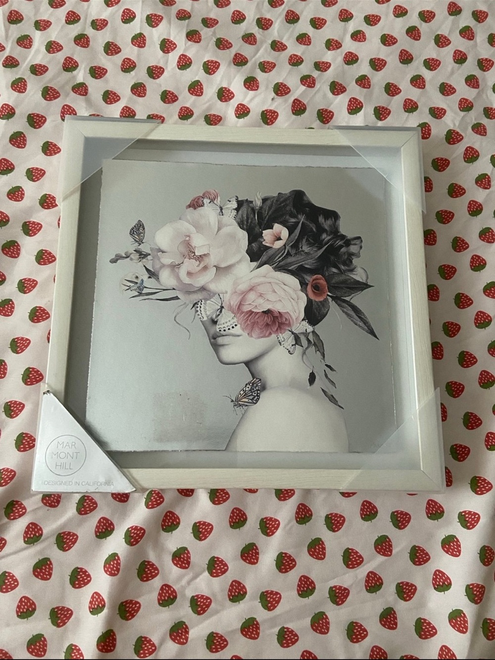 Floral Portrait Wall Art in White Frame